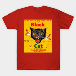 vintage black cat flashlight crackers T-Shirt