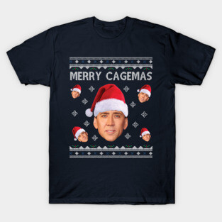 Merry Cagemas Christmas Nicolas Cage Knit T-Shirt